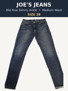 Joe's Jeans Mid Rise Skinny Ankle Jeans Medium Wash Size 28